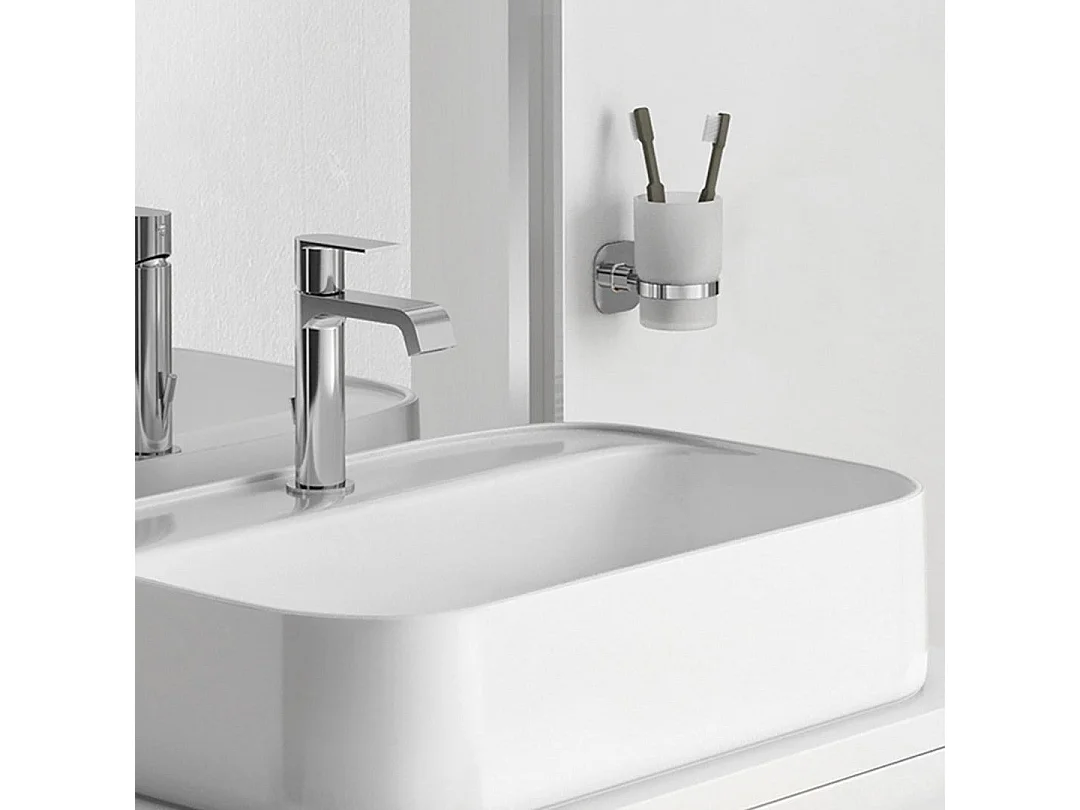 Porte-Brosse À Dents En Verre/Acier Inoxydable Chromé | Timo