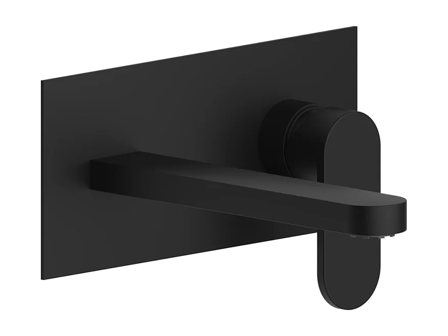 Melangeur Mural Pour Lavabo En Noir Mat, Bec De 180 Mm | Amalfi