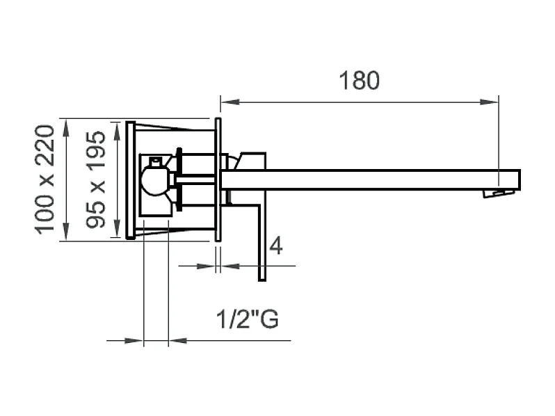 Melangeur Mural Pour Lavabo En Noir Mat, Bec De 180 Mm | Amalfi