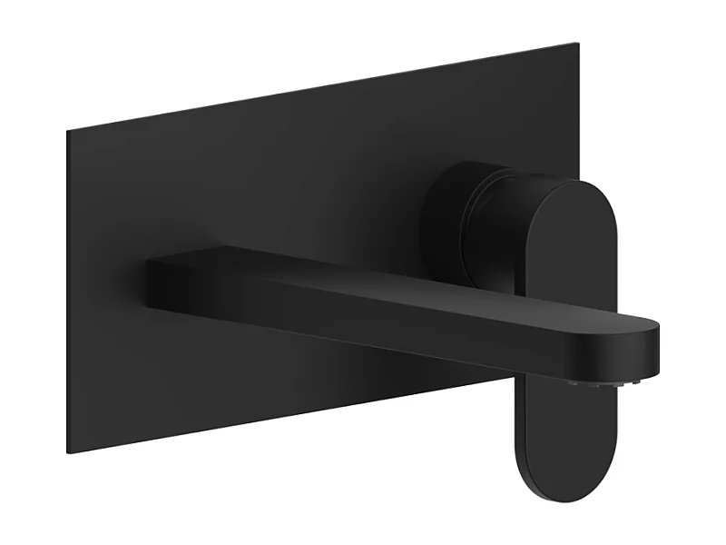 Melangeur Mural Pour Lavabo En Noir Mat, Bec De 180 Mm | Amalfi