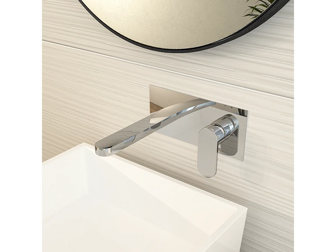 Robinet Mural Lavabo Bec 18Cm Chromé | Amalfi