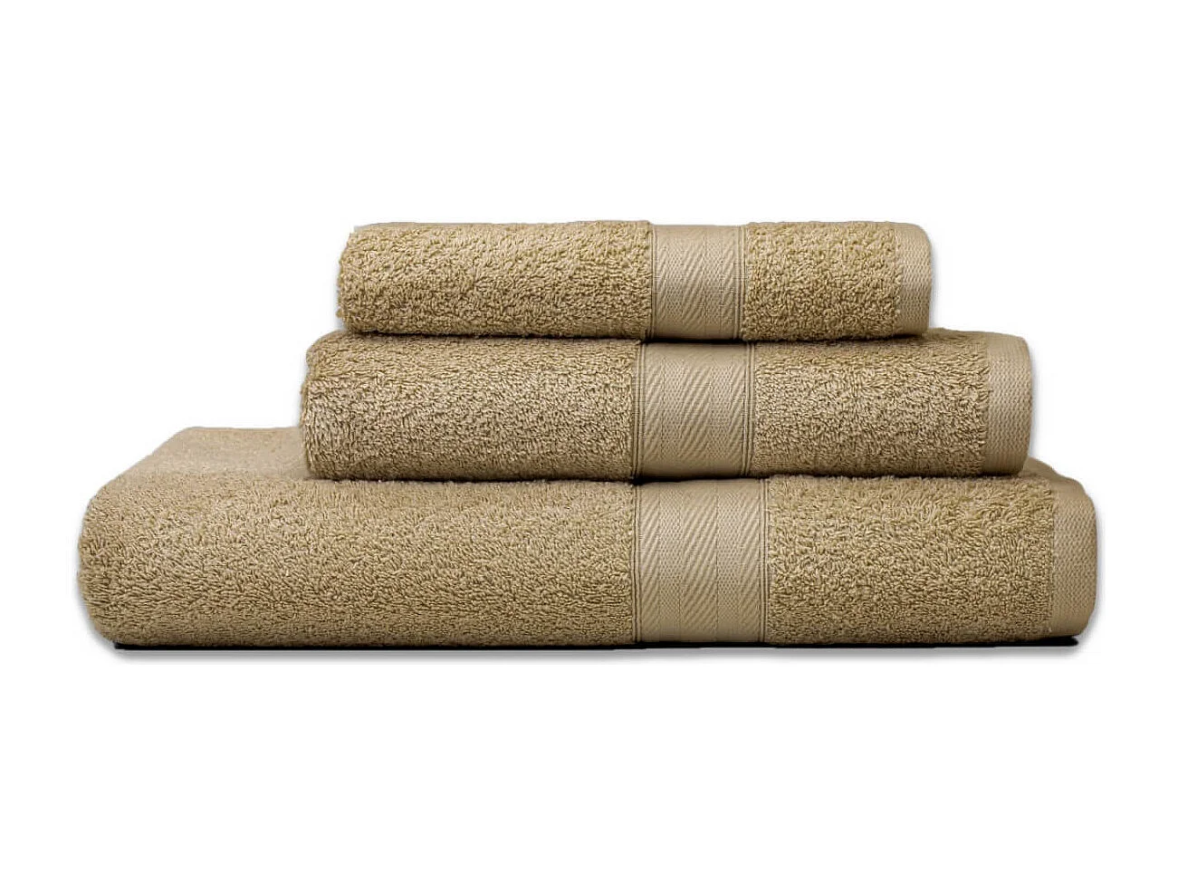 Ensemble De Serviettes Éponge 3 Pièces En Coton Couleur Sable | Teddy