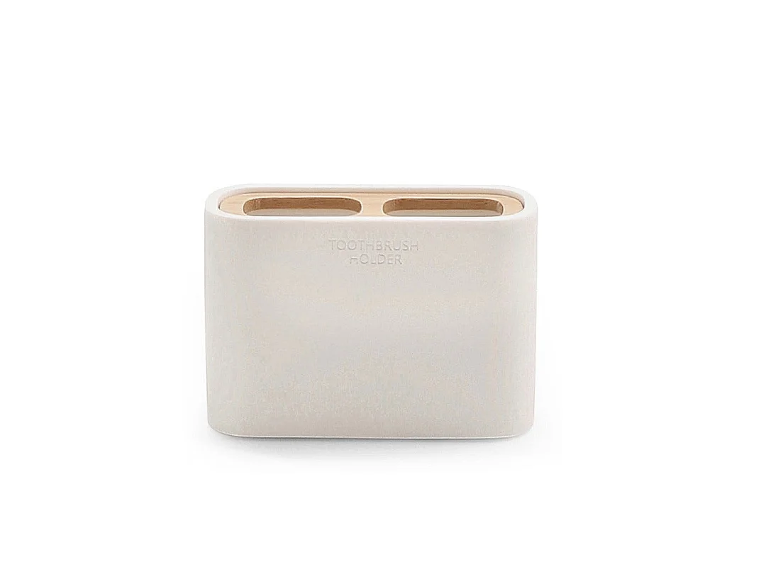 Porte-Brosse À Dents En Bambou Blanc  | Alisso