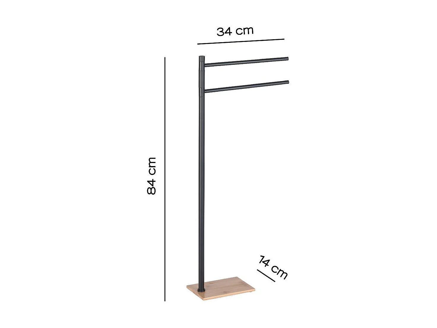 Porte-Serviettes En Acier Noir Et Bambou  | Silene