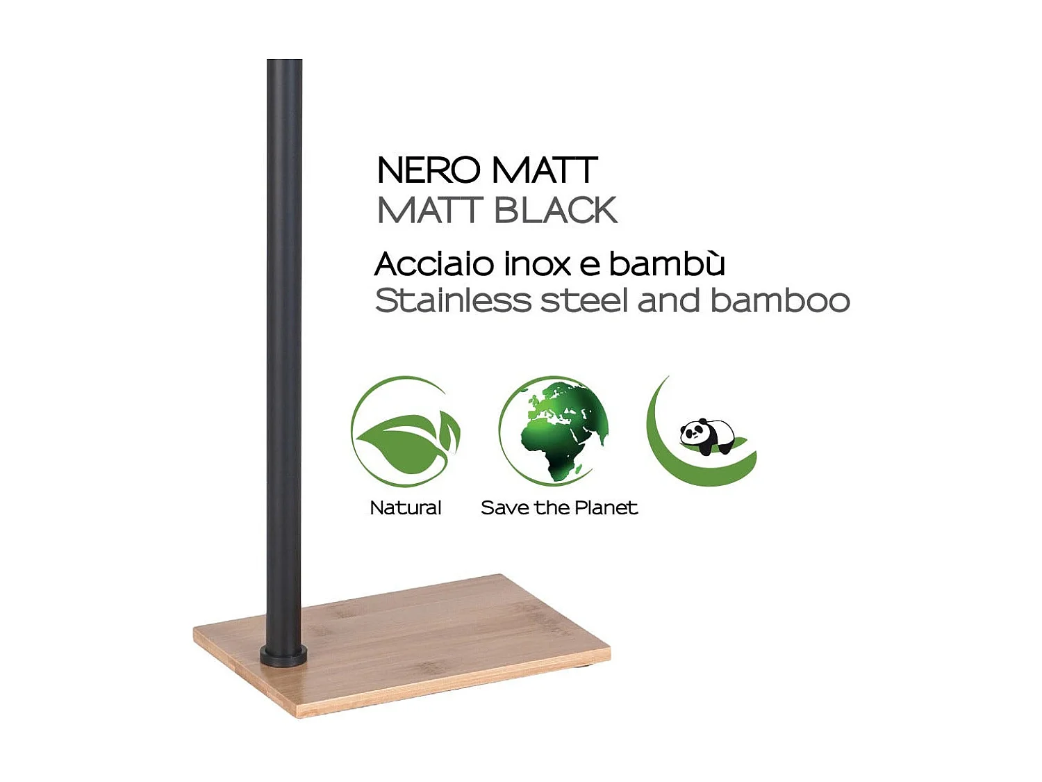 Porte-Serviettes En Acier Noir Et Bambou  | Silene