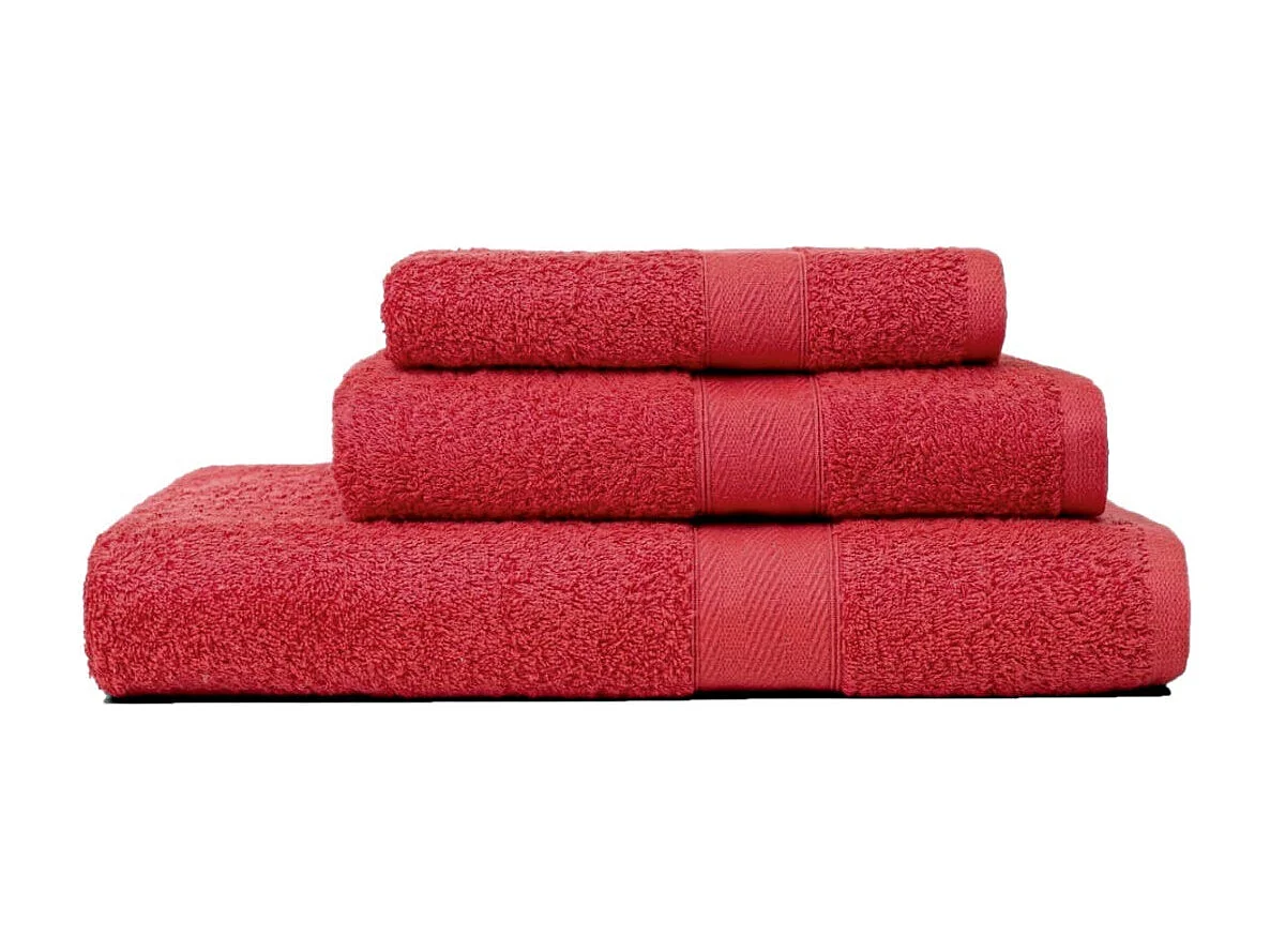Set 3 Serviettes Éponge Rouge En Coton De Taille Variable  | Teddy