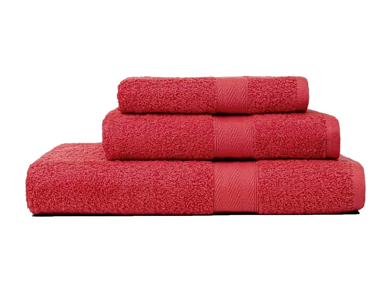 Set 3 Serviettes Éponge Rouge En Coton De Taille Variable  | Teddy