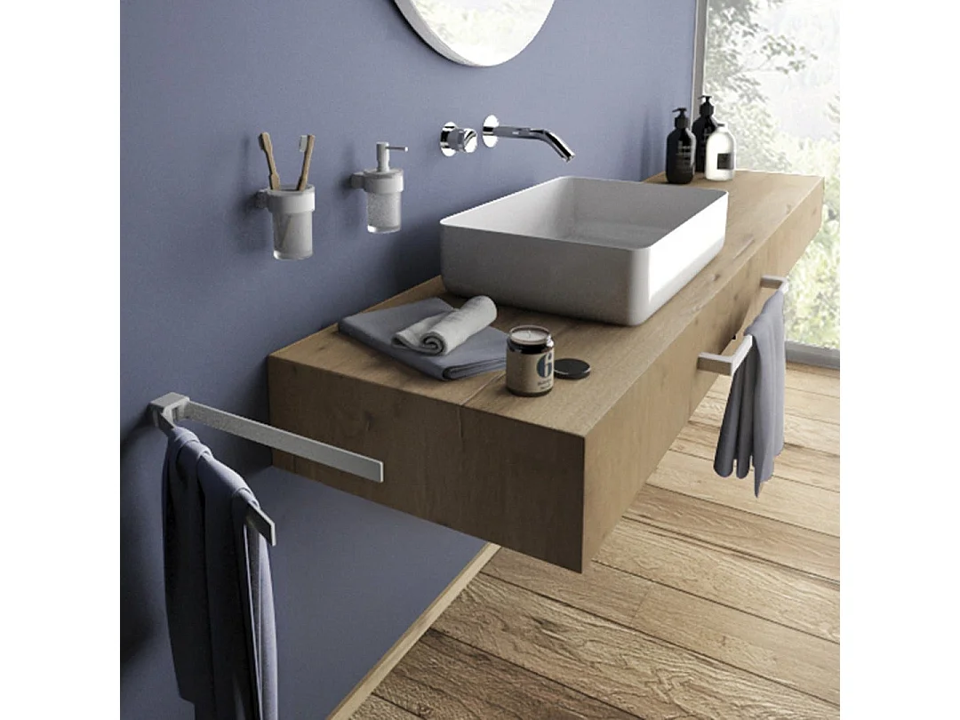 Porte-Serviettes 45 Cm Blanc Mat Laiton Chromé - Fixation Avec Vis Incluses | Giacinto