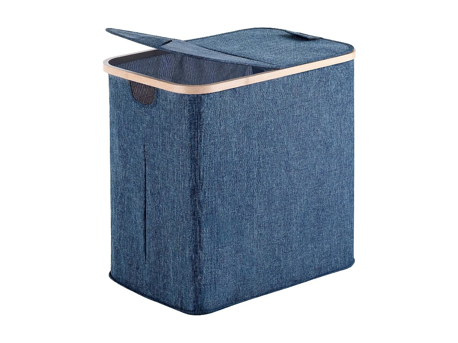 Grand Panier À Linge En Bambou Et Polyester Bleu