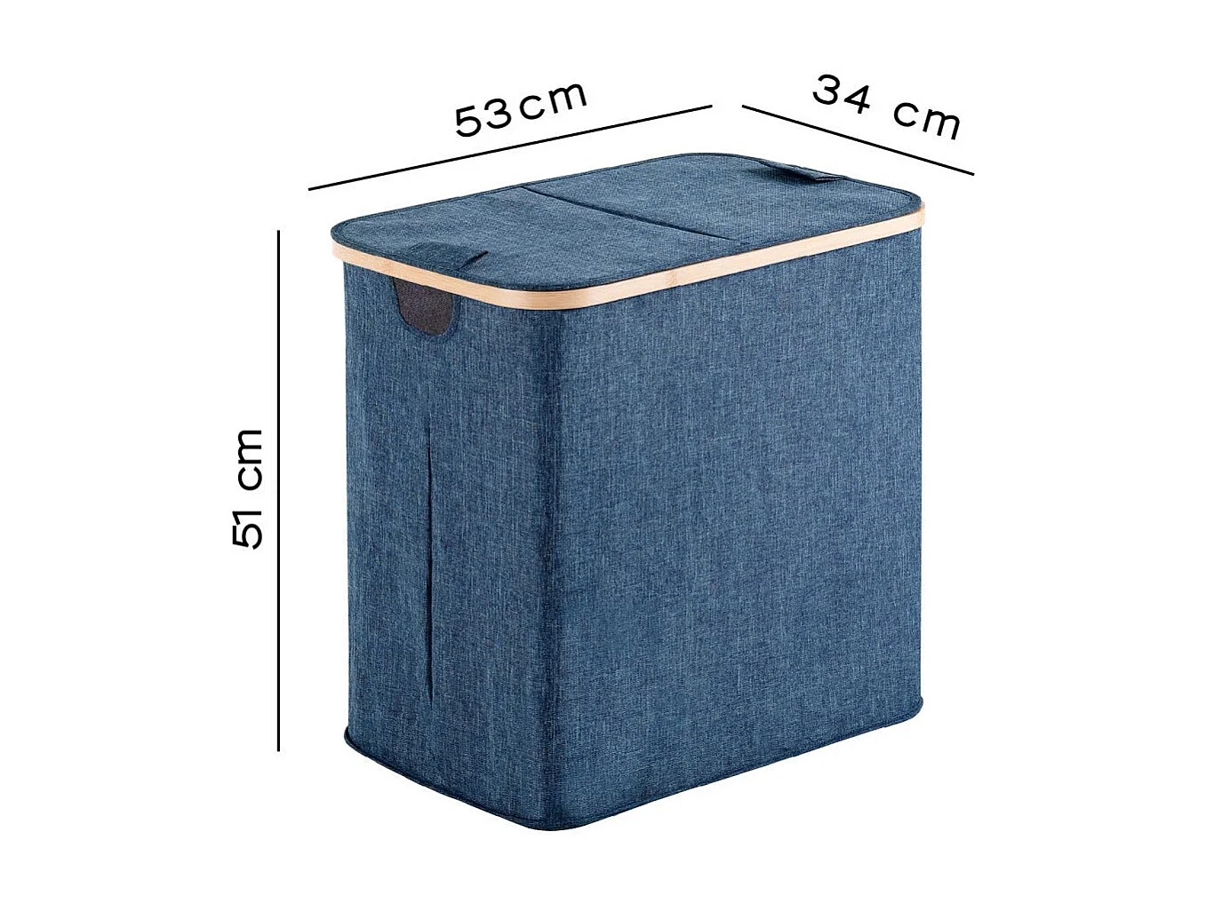 Grand Panier À Linge En Bambou Et Polyester Bleu