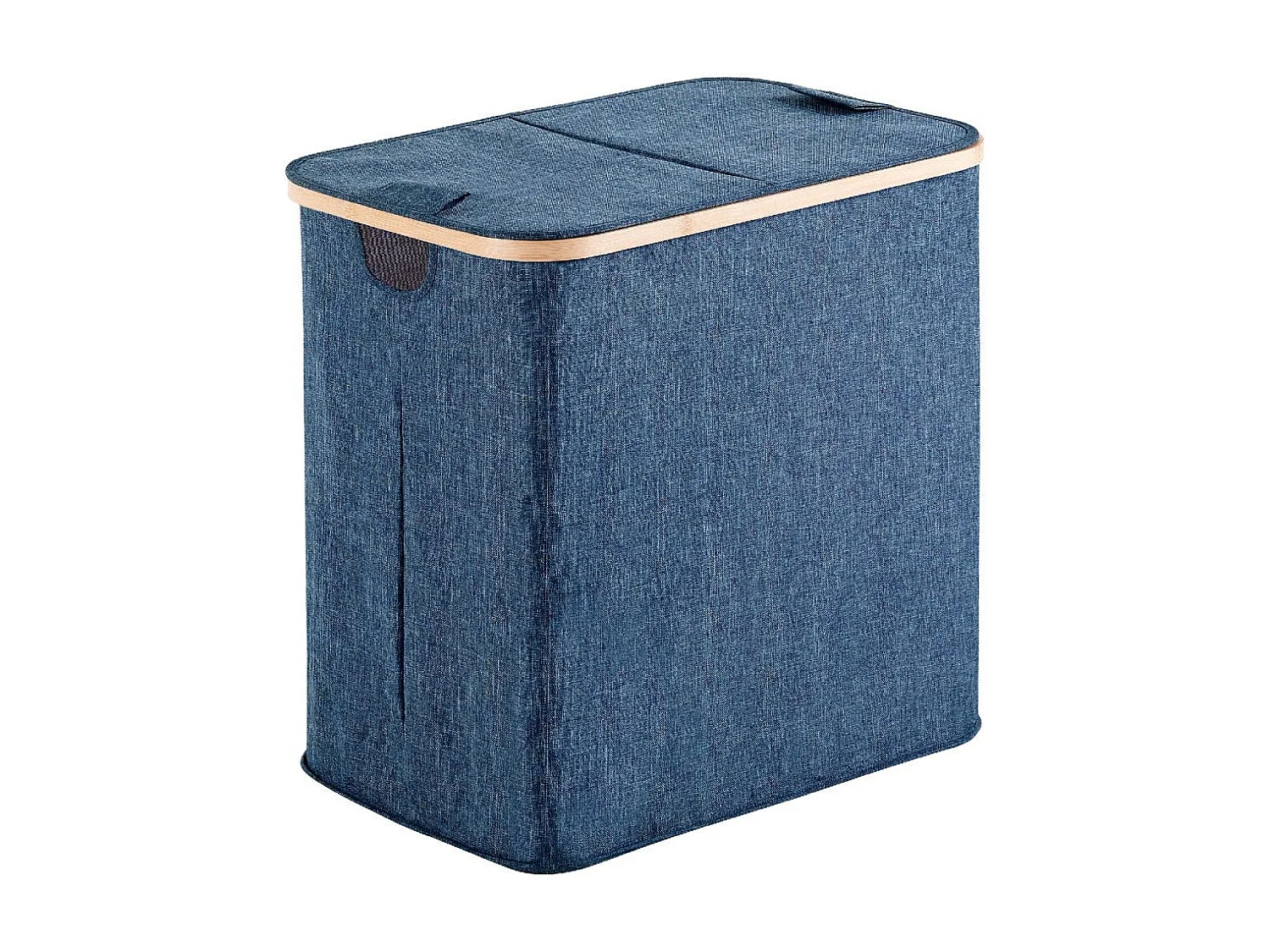 Grand Panier À Linge En Bambou Et Polyester Bleu