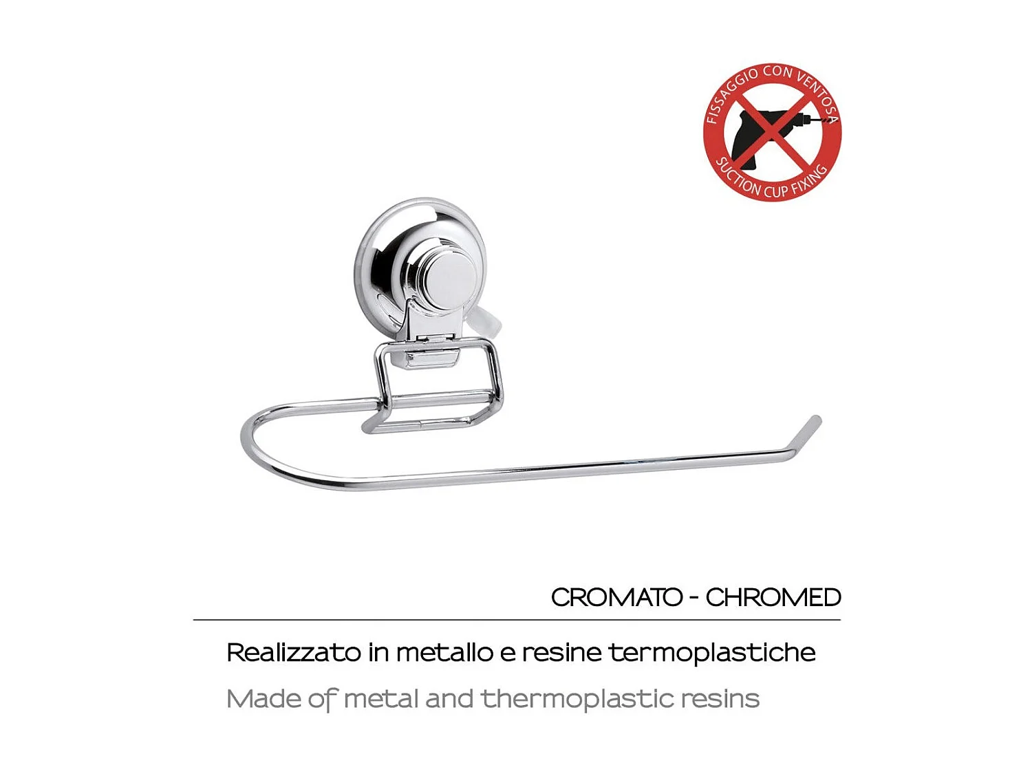 Porte-Serviette À Ventouse 30Cm Métal Chromé | Menta