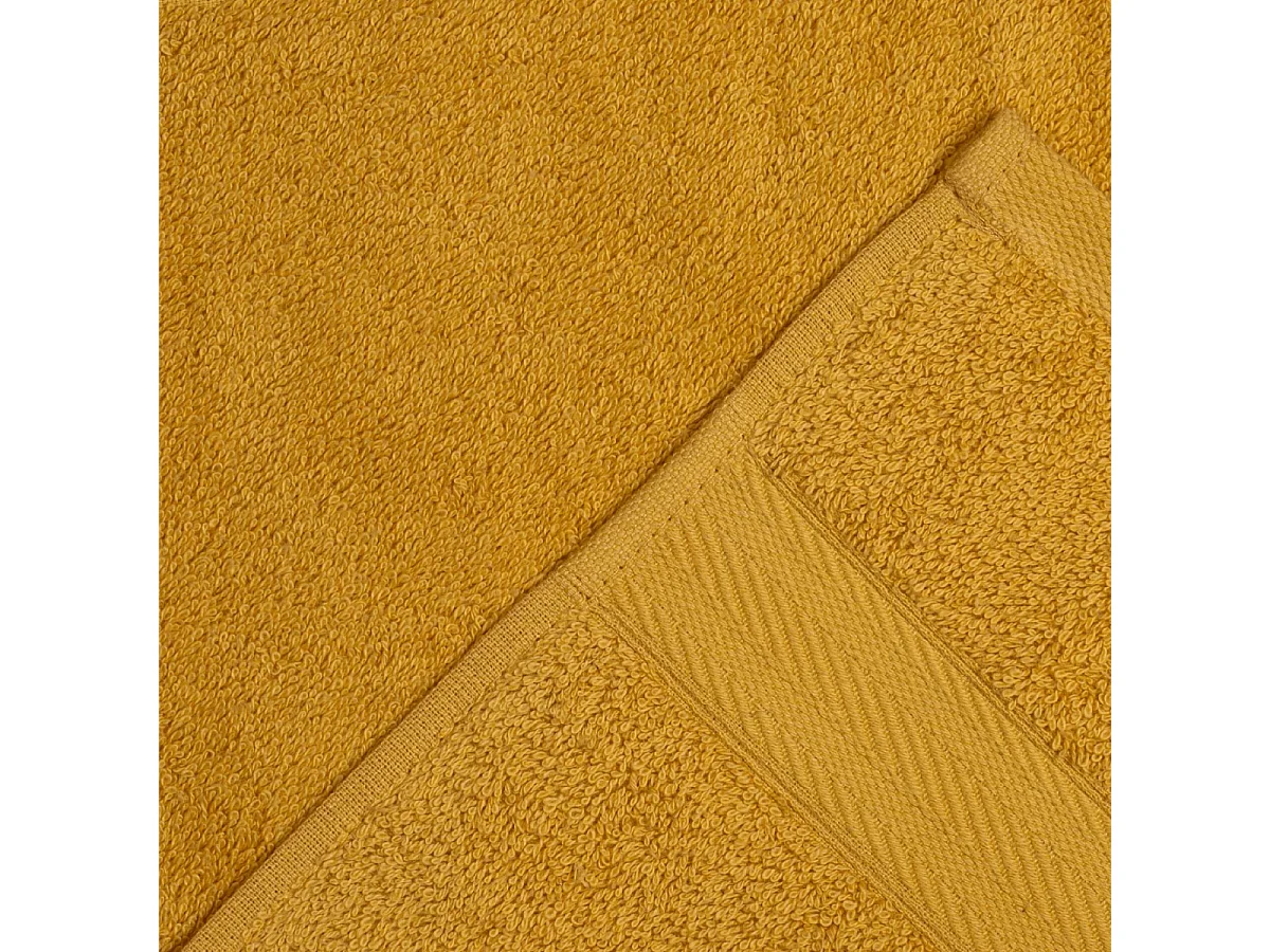 Set 3 Serviettes De Bain Coordonnées En Coton Éponge Ocre | Teddy