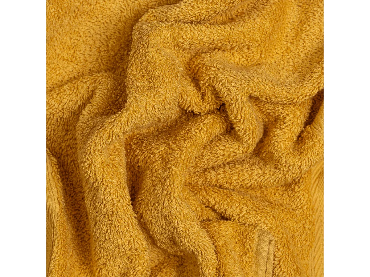 Set 3 Serviettes De Bain Coordonnées En Coton Éponge Ocre | Teddy