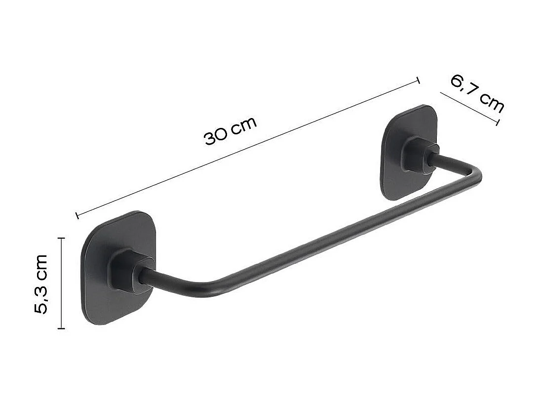 Porte-Serviettes Mural De 30 Cm En Acier Inoxydable Noir Mat  |Timo