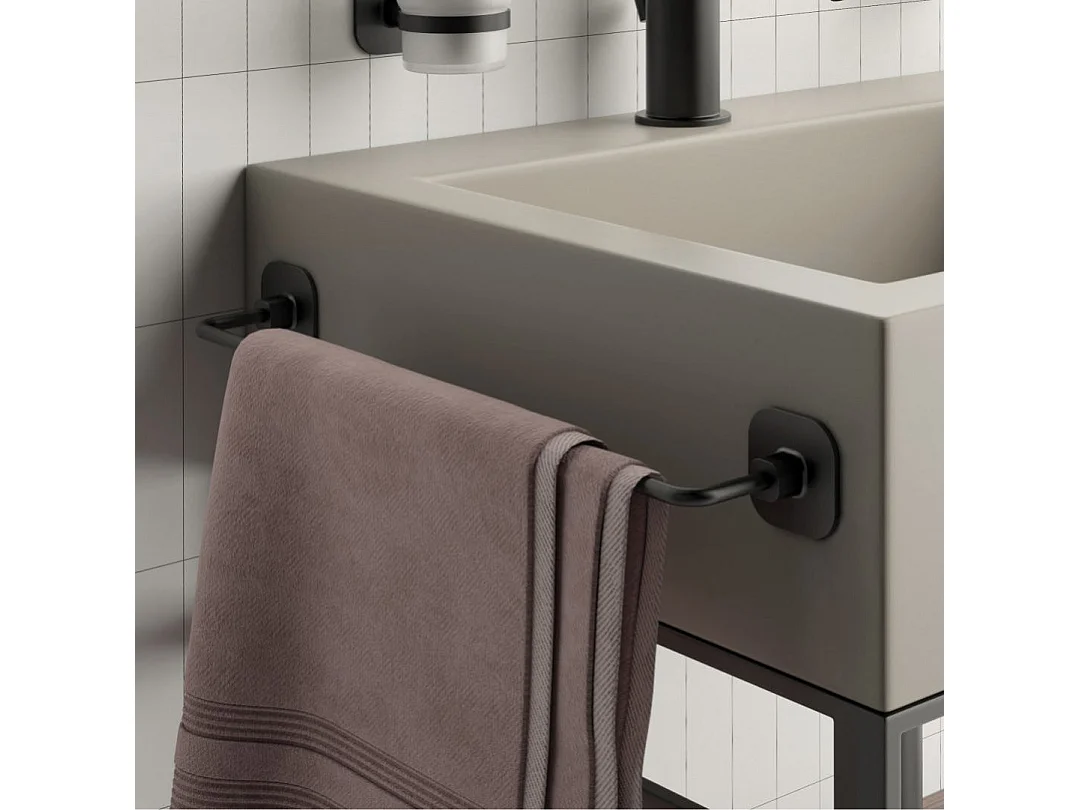 Porte-Serviettes Mural De 30 Cm En Acier Inoxydable Noir Mat  |Timo