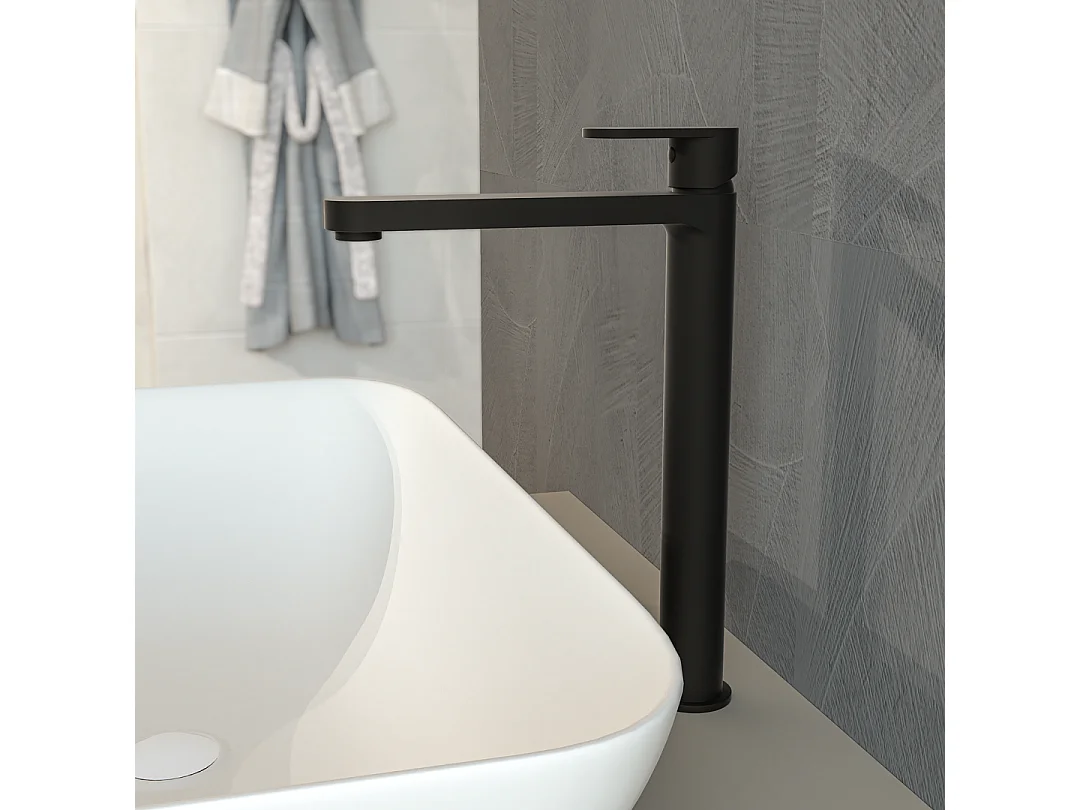 High Faucet For Design Washbasin In Matte Black | Amalfi