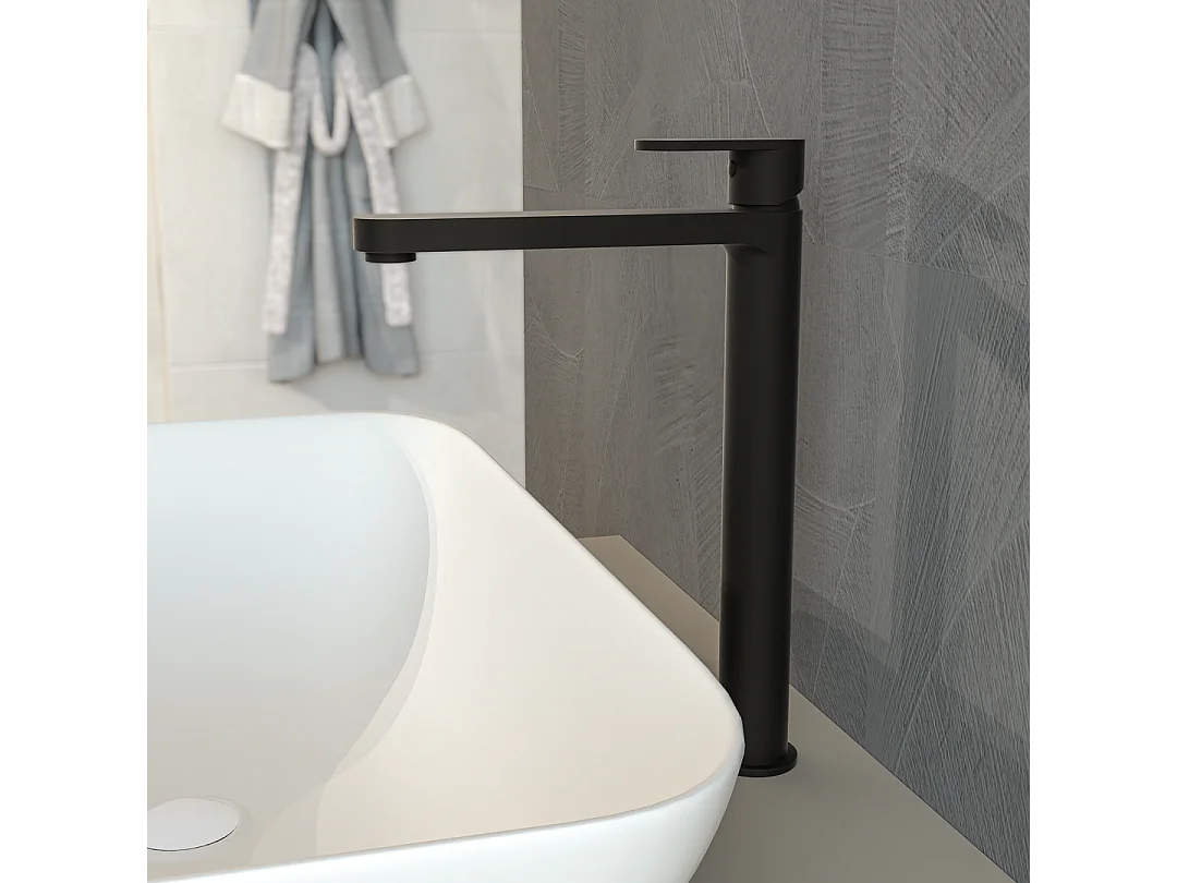 High Faucet For Design Washbasin In Matte Black | Amalfi