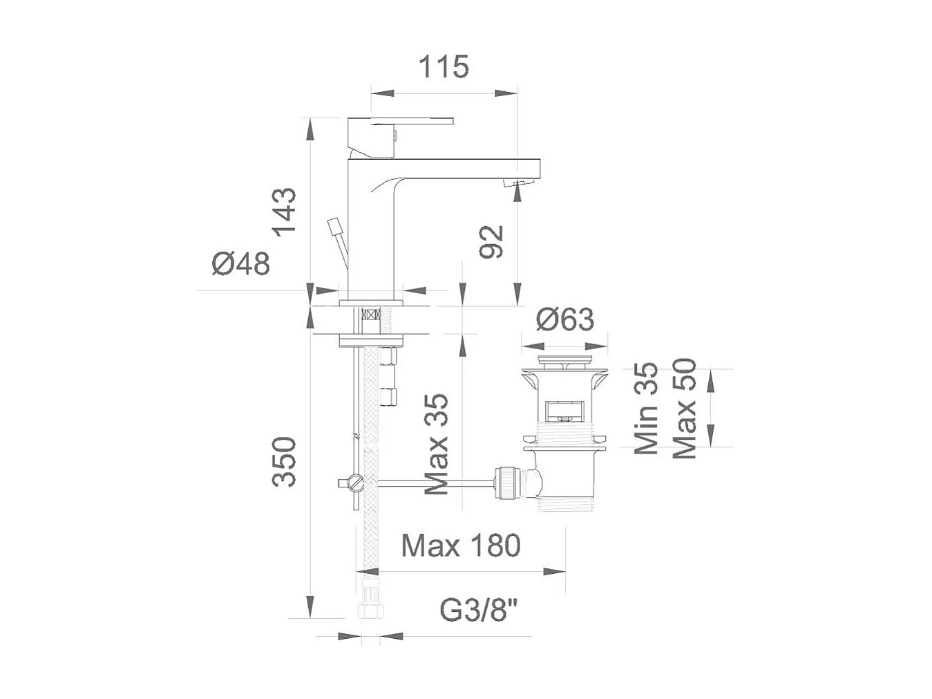 Mitigeur Pour Lavabo En Noir Mat | Amalfi
