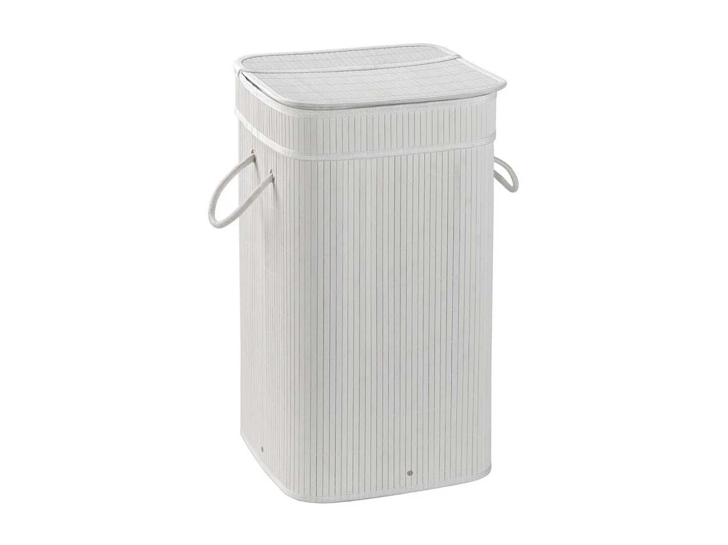 Porte-Linge En Bambou Blanc Avec Sac Amovible