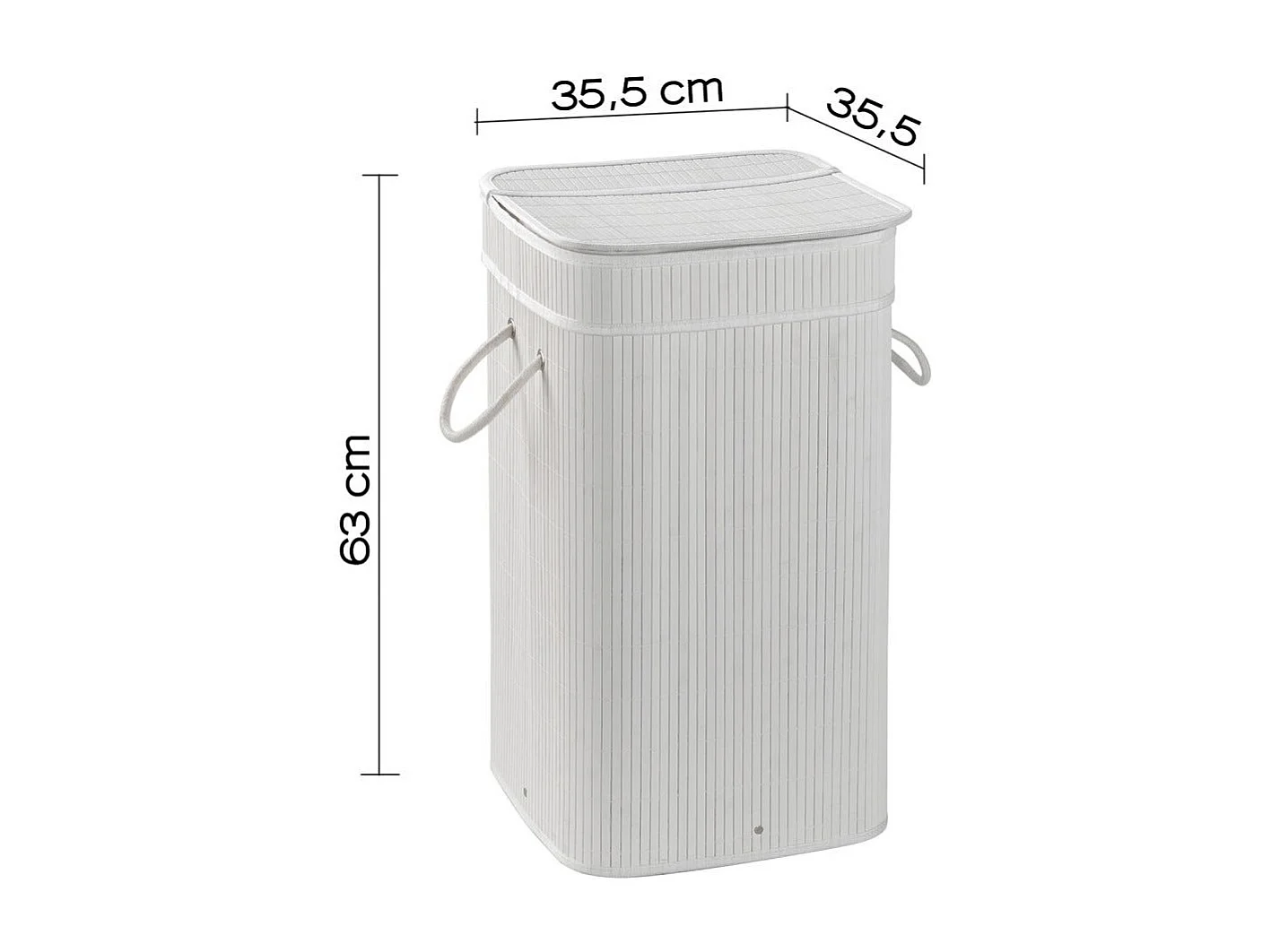 Porte-Linge En Bambou Blanc Avec Sac Amovible