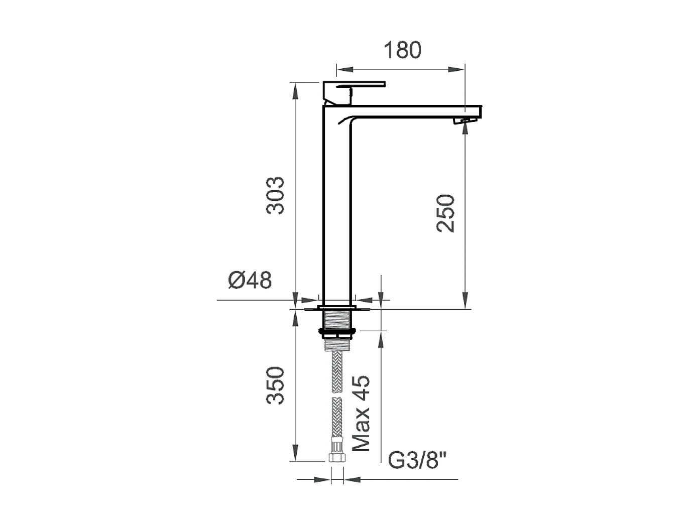 Mitigeur Haut En Laiton Chromé Pour Lavabo De Salle De Bains | Amalfi
