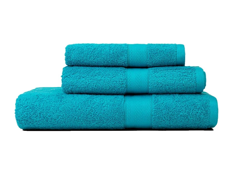 Set De Serviettes Éponge 3 Pièces De Différentes Tailles, Couleur Peacock | Teddy