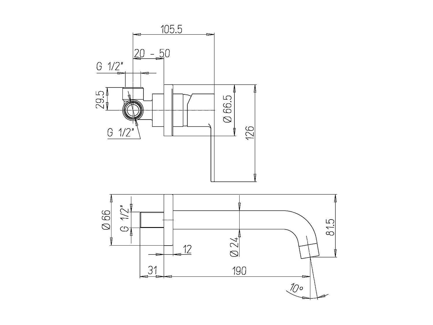 Robinet Mitigeur Chromé Lavabo Mural