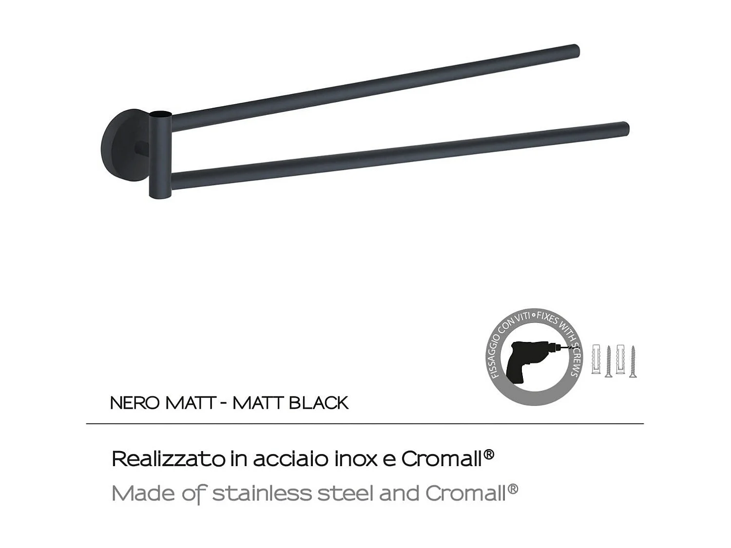 Porte-Serviettes À Charnière En Acier Inoxydable Noir Mat | Violetta