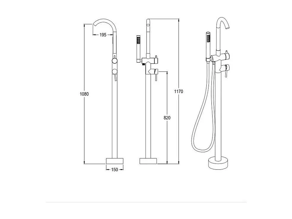 Mitigeur De Baignoire Moderne, Noir Mat