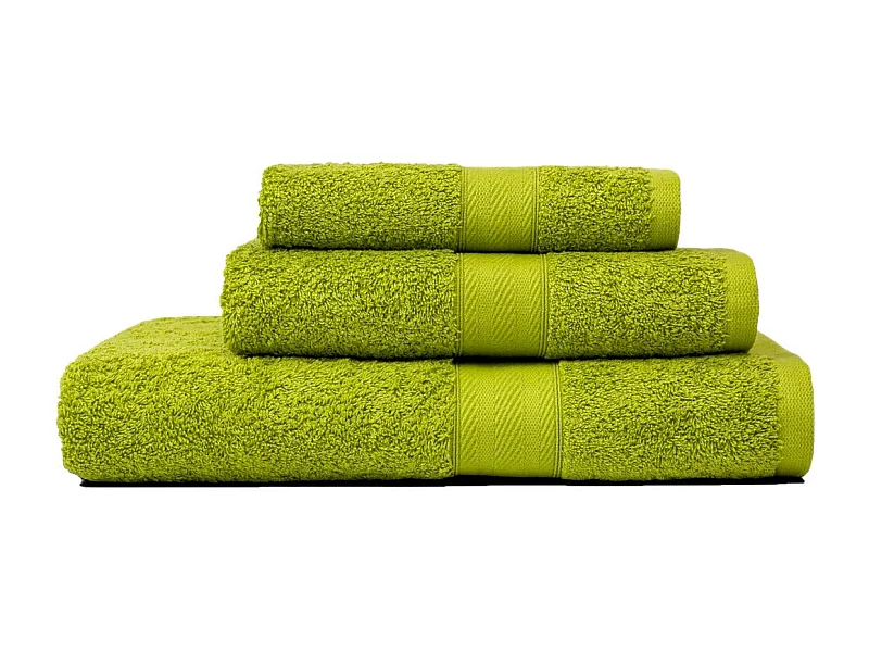 Ensemble De Serviettes De Bain Invité + Visage + Herbe Serviette Éponge Verte | Teddy