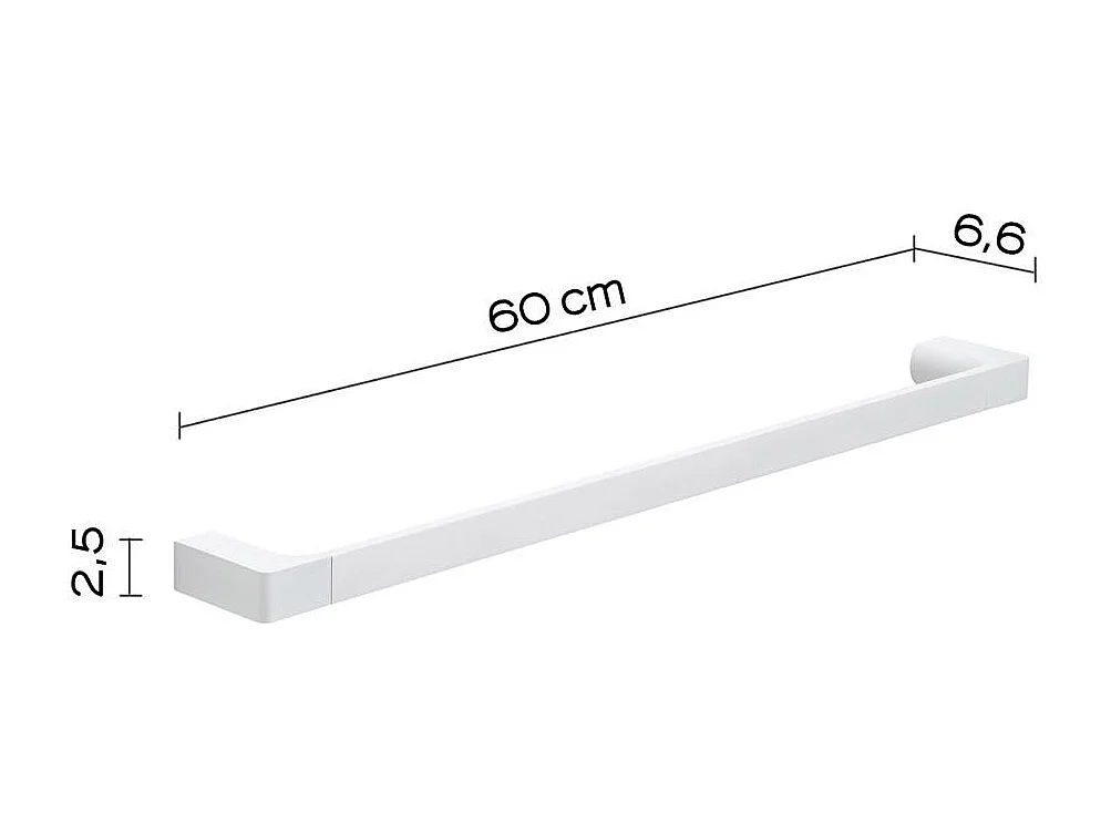 Porte-Serviettes 60 Cm Blanc Mat Laiton Chromé - Fixation Avec Vis Incluses | Giacinto