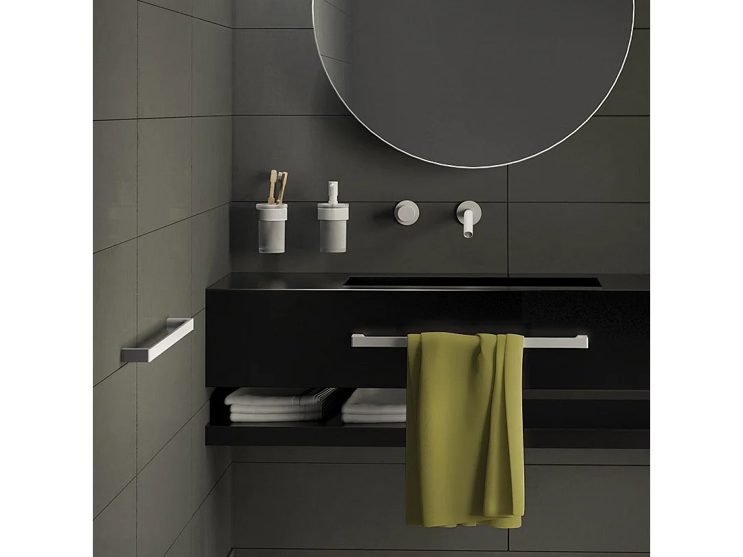 Porte-Serviettes 60 Cm Blanc Mat Laiton Chromé - Fixation Avec Vis Incluses | Giacinto