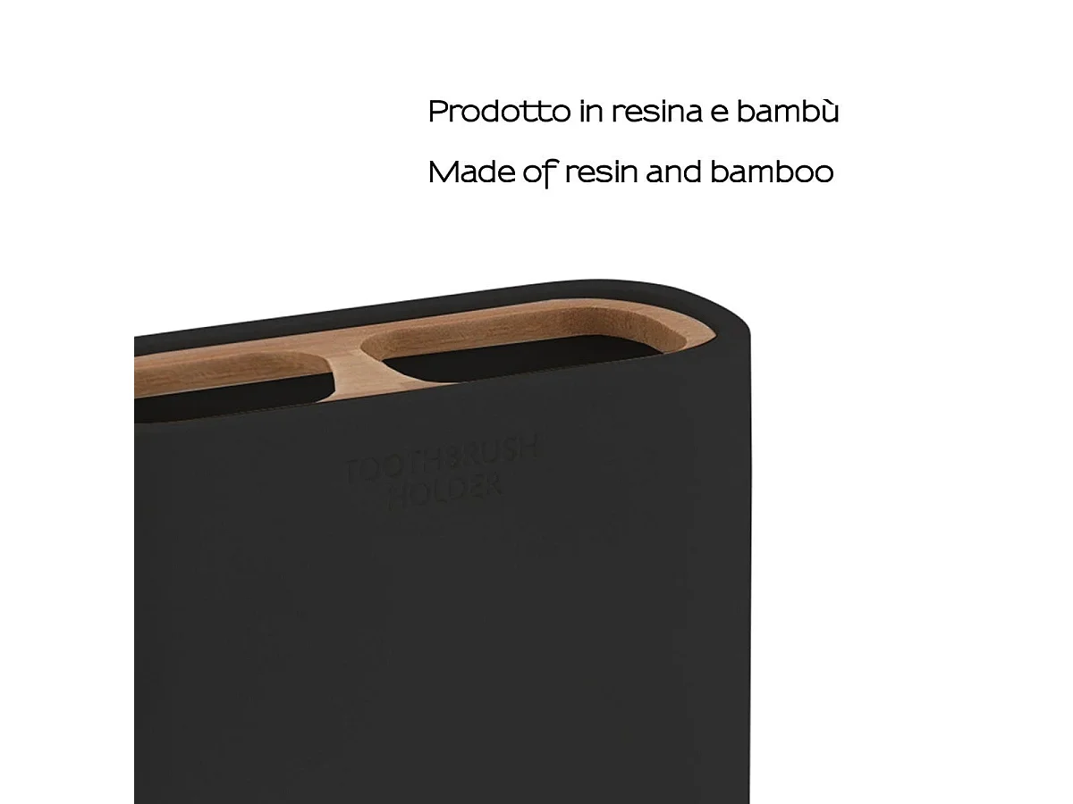 Porte-Brosse À Dents En Bambou Noir  | Alisso