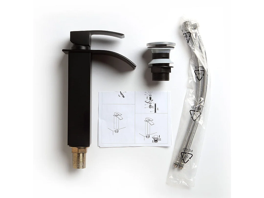 Robinet De Lavabo Haute Cascade Noir Mat | Nardis