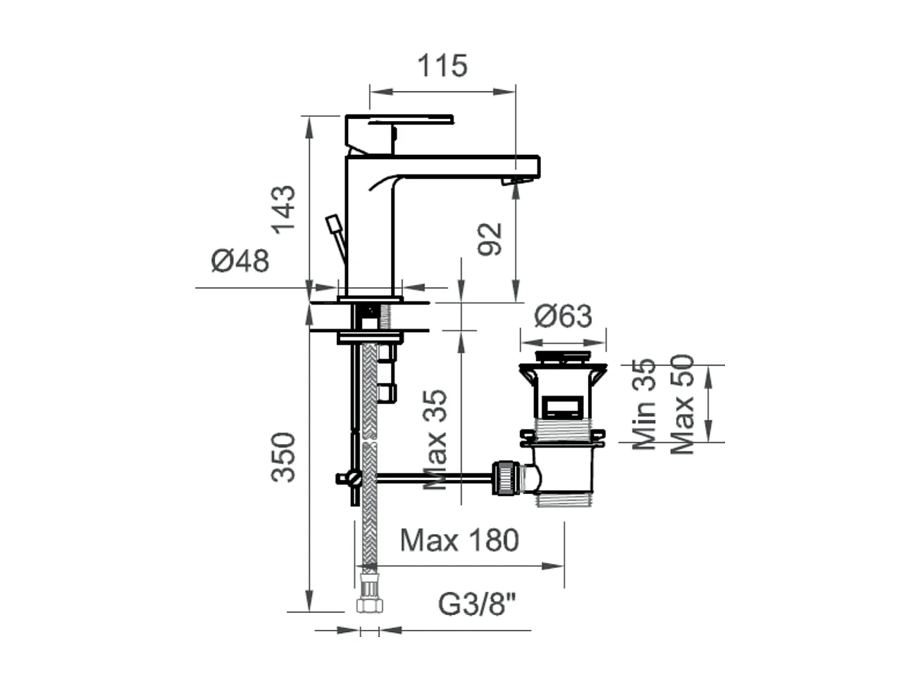 Mitigeur De Lavabo En Laiton Chromé Avec Vidage | Amalfi
