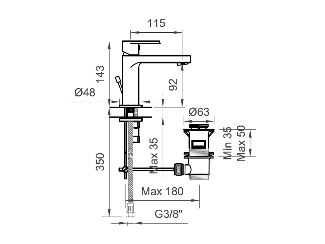 Mitigeur De Lavabo En Laiton Chromé Avec Vidage | Amalfi