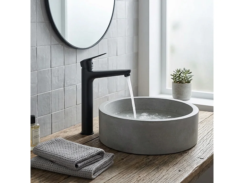 Mitigeur Haut Pour Lavabo Noir Mat | Bormio