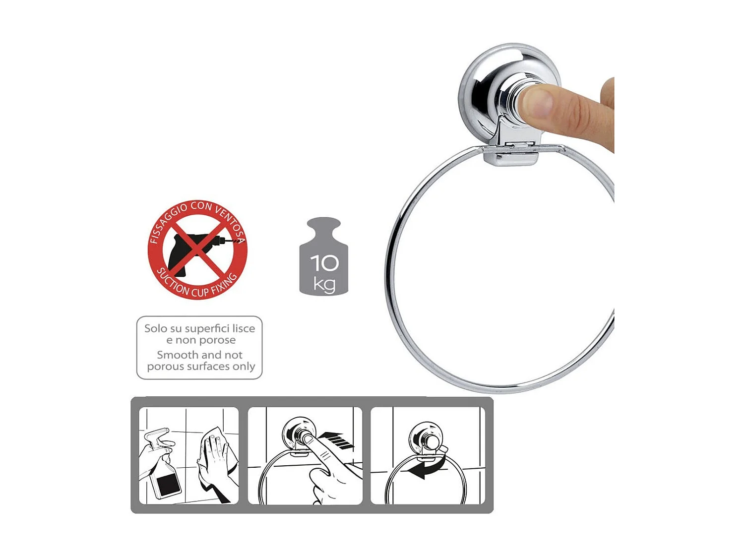 Porte-Serviette Annulaire Avec Ventouse | Menta