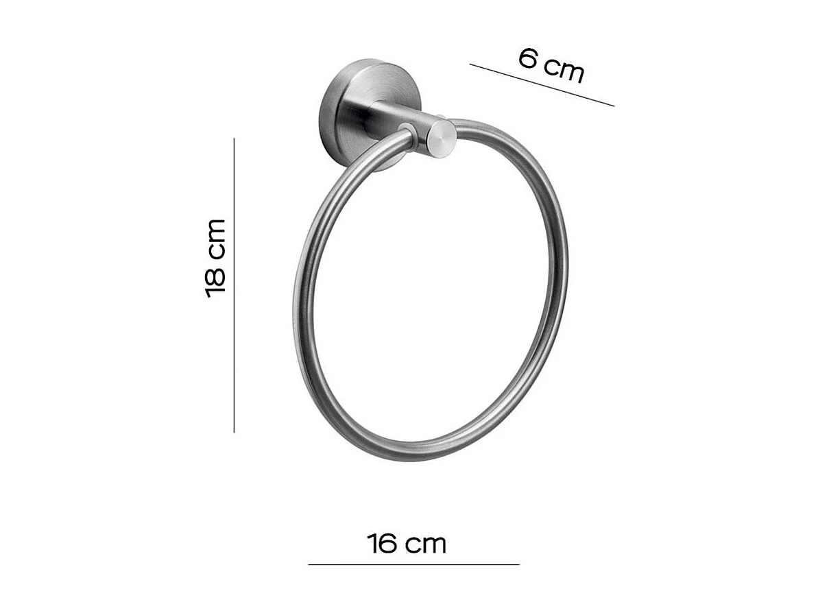 Porte-Serviettes Annulaire Brossé En Acier Aisi 304 - Fixation Avec Vis Incluses | Loto