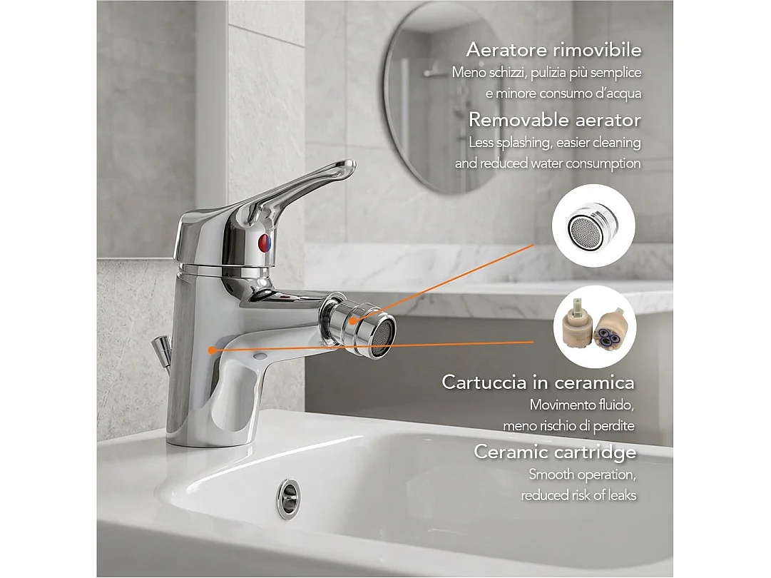 Robinet Mitigeur Monocommande Pour Bidet Avec Évacuation | Space