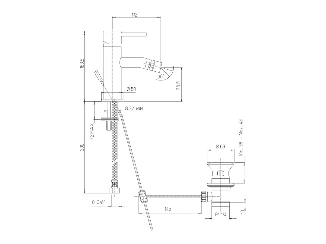 Mitigeur Bidet Pour Salle De Bain Avec Évacuation