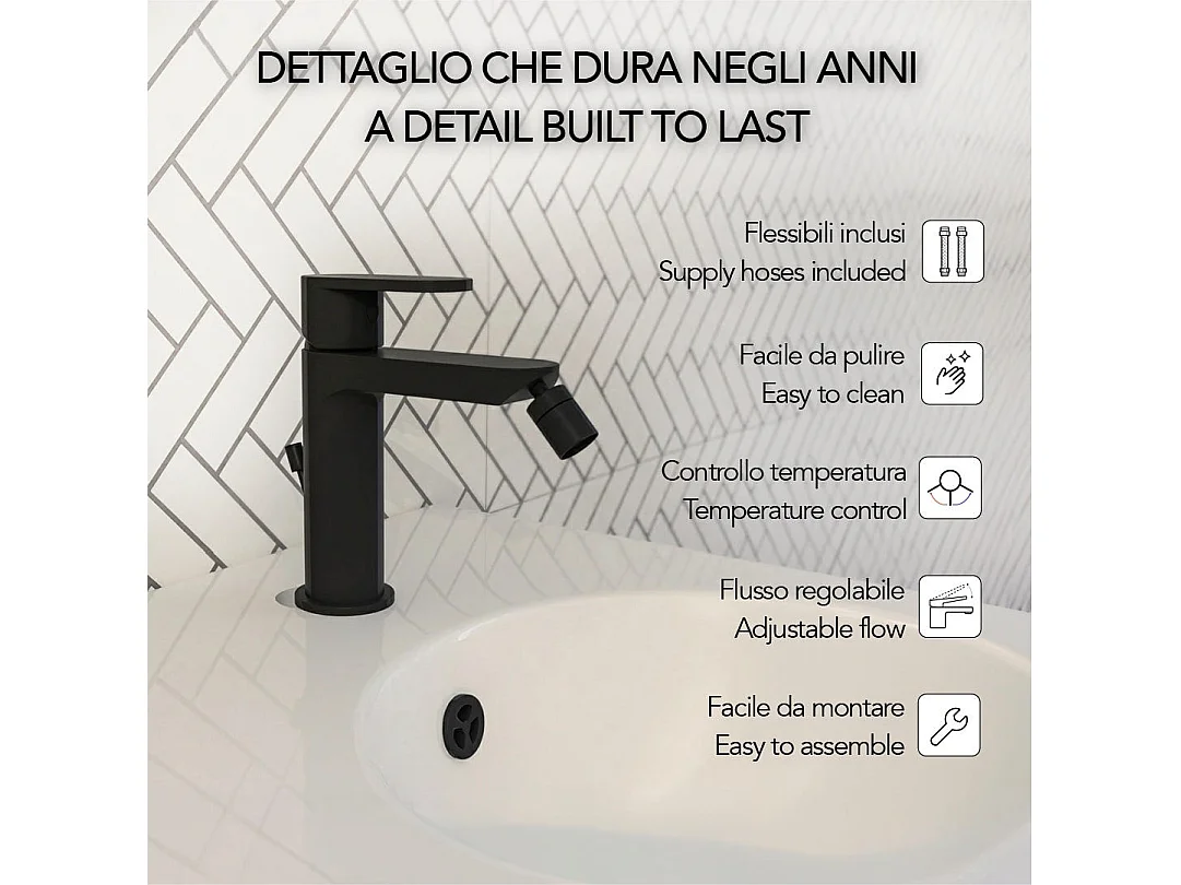 Mélangeur Bidet Noir Avec Aérateur Pivotant  | Amalfi