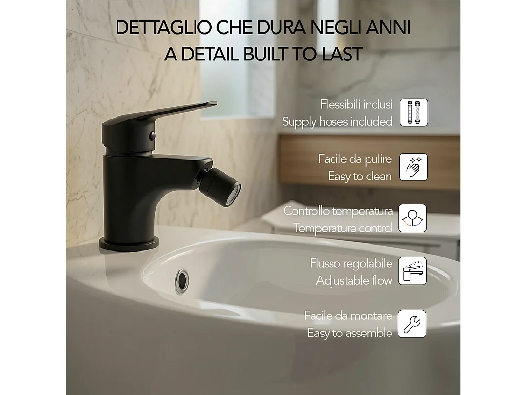 Mitigeur Monocommande Bidet Noir Mat | Bormio
