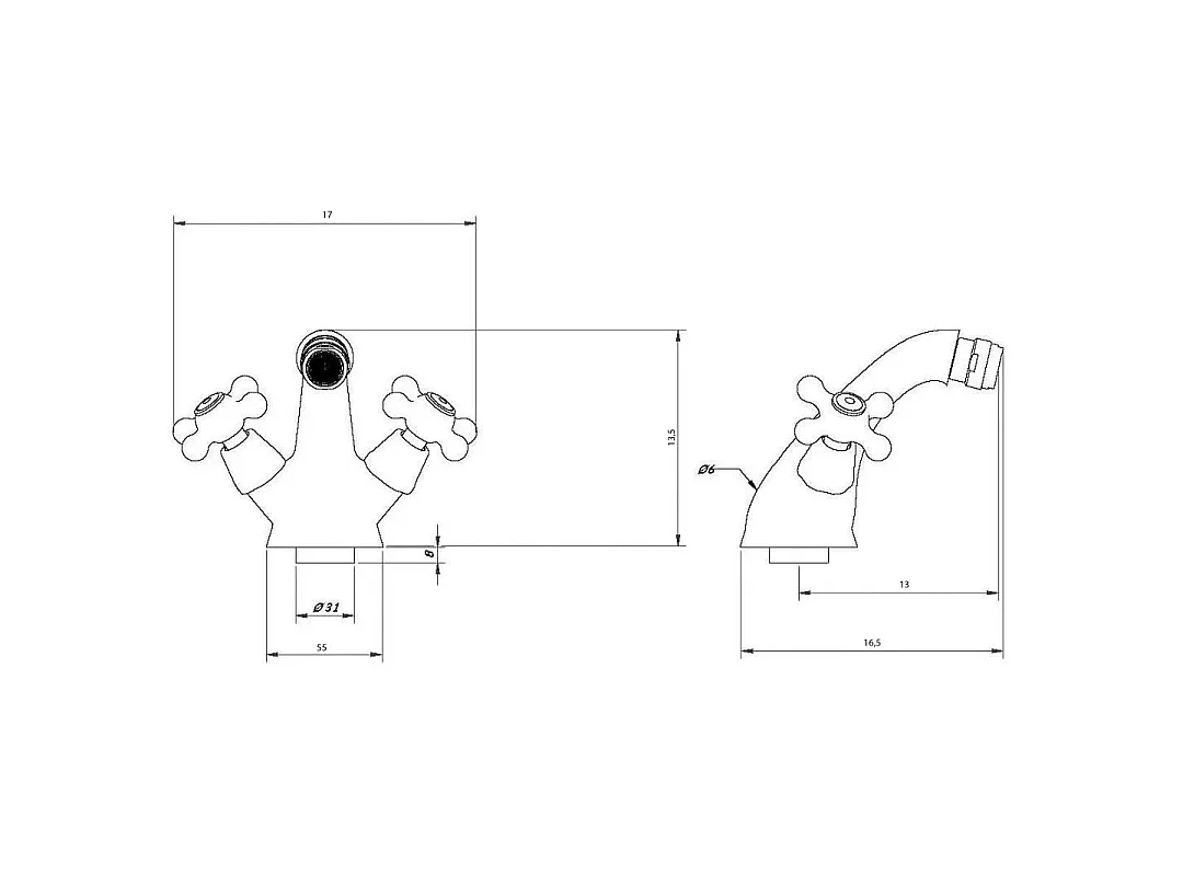 Robinet À Deux Poignées Pour Bidet | Narciso
