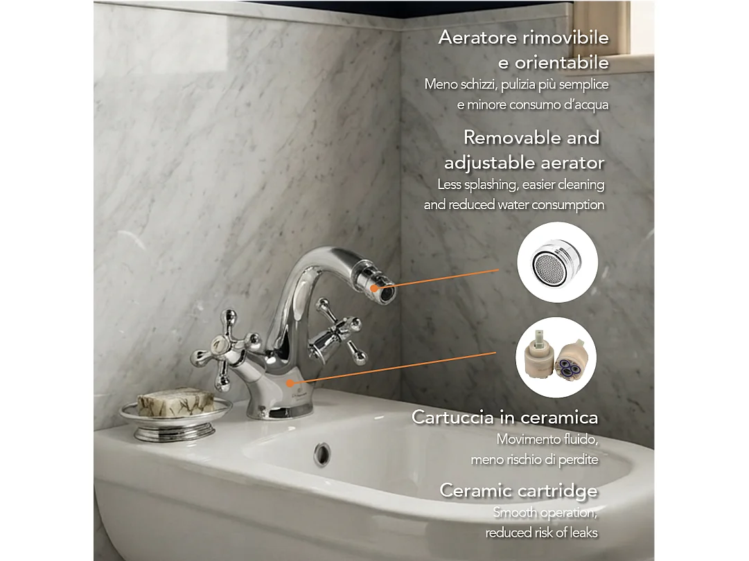 Robinet À Deux Poignées Pour Bidet | Narciso