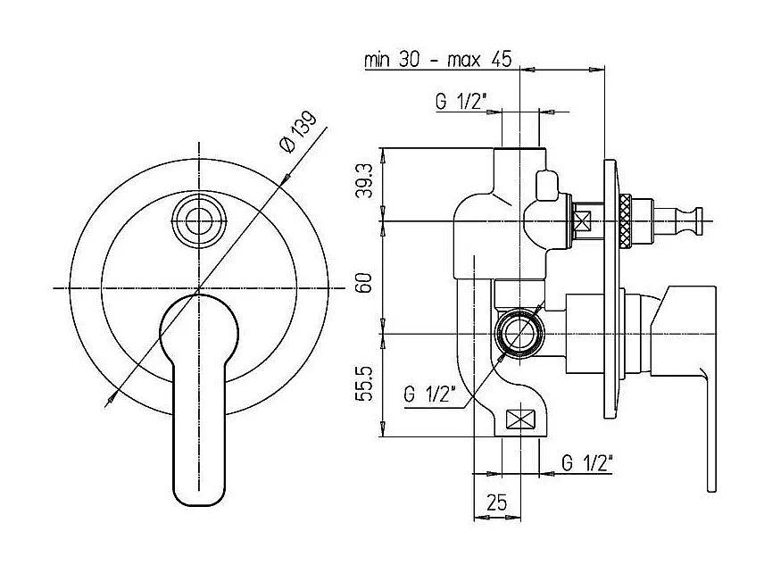 Robinet Mitigeur À Encastrer Douche Avec Inverseur