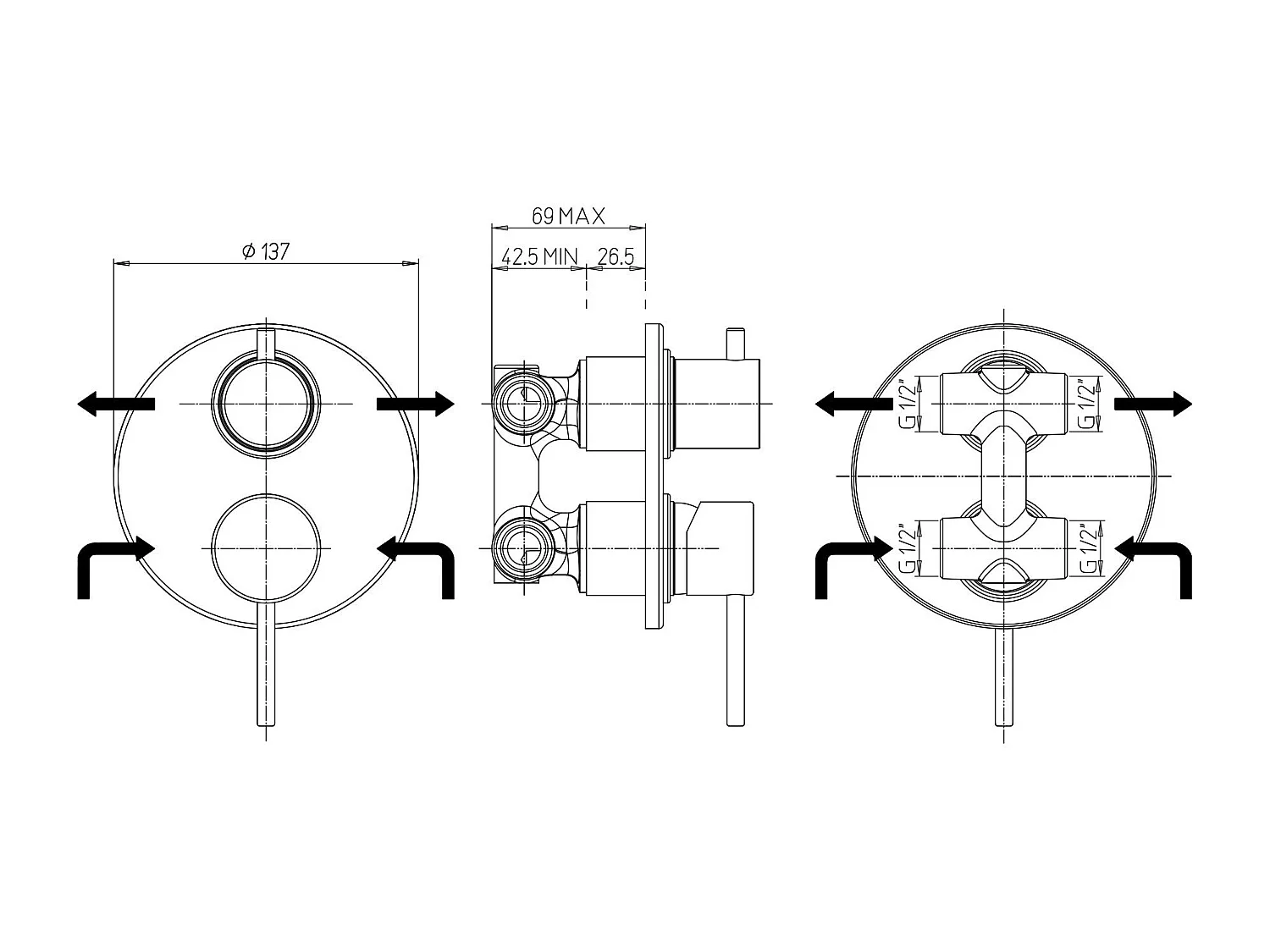 Robinet Moderne À Encastrer Avec Inverseur Pour Douche | Salice