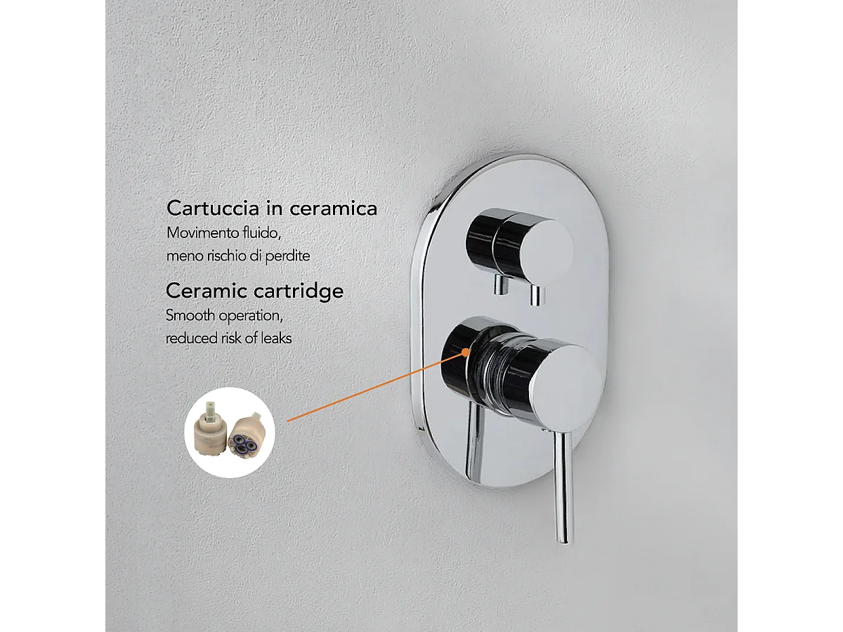 Mitigeur Pour Douche À Encastrer Chromé Avec Déviateur | Fassa
