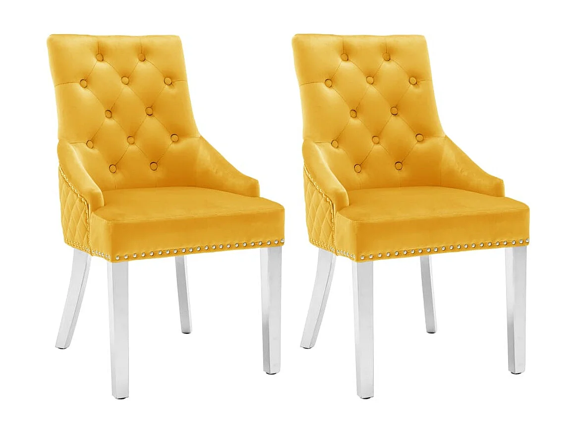 Chaises à manger lot de 2 jaune velours